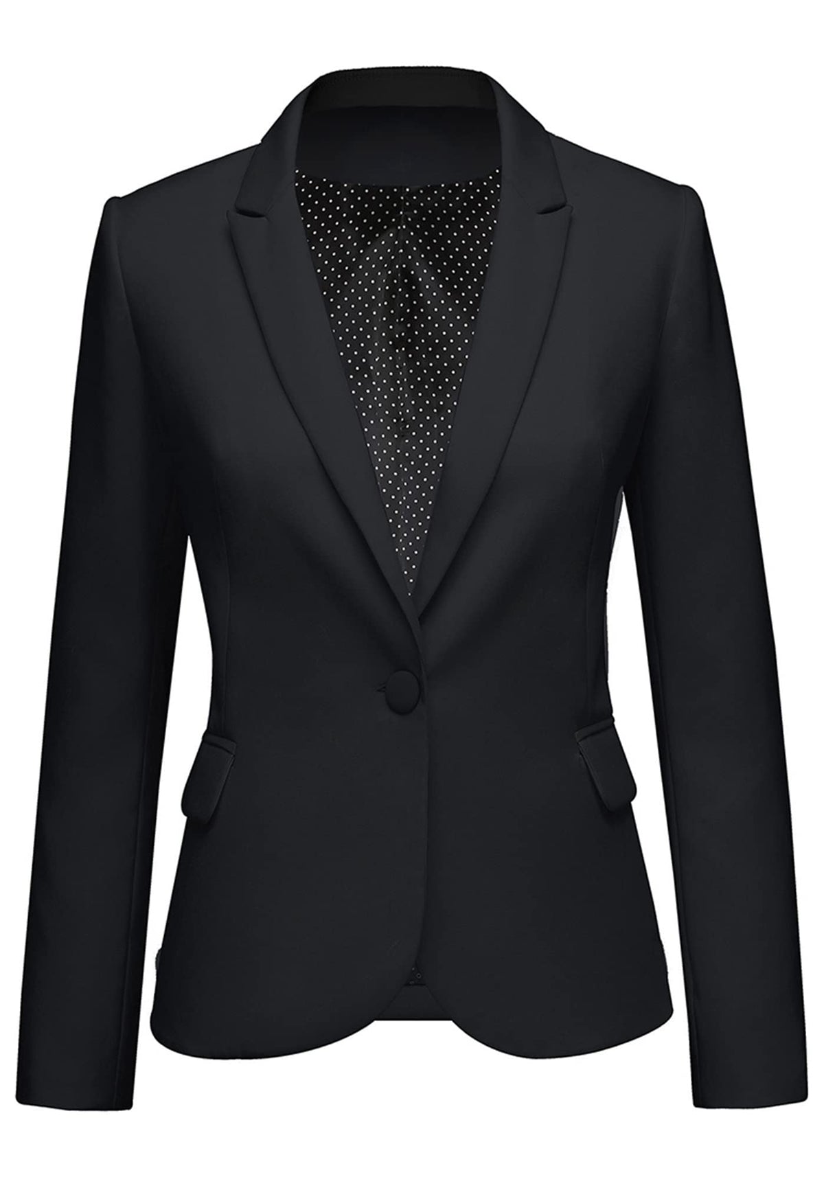 luvamia Women's Notched Lapel Neck Long Sleeves One Button Pocketed Blazer Jacket Wear to Work Suit Tuxedo for Women Womens Slim Fit Casual Work Office Business Blazers New Black Size XXL