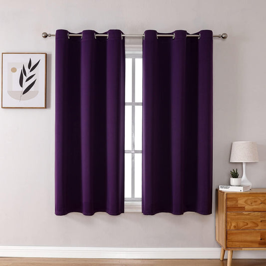 ChrisDowa Grommet Blackout Curtains - Thermal Insulated Room Darkening Panels, Royal Purple, 42W x 63L