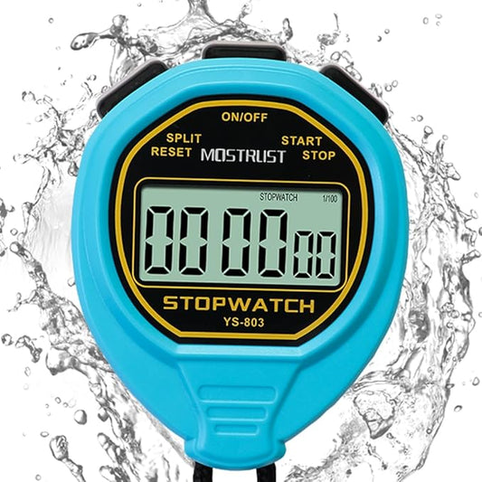 Digital Simple Stopwatch, 1/30 Lap Basic Stopwatch, No Bells, No Clock, No Alarm, Silent, Child Friendly, ON/Off for Swimming Coaches Kids