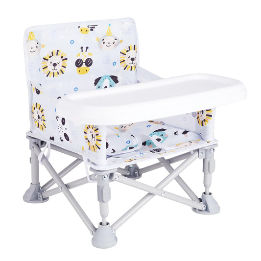 Furmubei Portable Baby Booster Seat with Tray, Toddler Booster seat for Dining, Camping, Travel, Baby Beach Chair 6 Months to 3 Years Old Indoor Outdoor Use CH2407