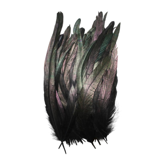Schuman Feathers Black Coque Tail Feathers 30 Pack (10-12 Inch) – Natural Rooster Feathers for Crafts, Costumes, Decor, DIY, Halloween, Mardi Gras – Packed in USA, U.S. Quality Control
