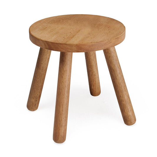 JUJIAFU 11.8" H Round Solid Wooden Stool Wood Plant Stand Woden Decorative Stool Garden Stool Portable Stand for Kitchen Bathroom Living Room Bedroom