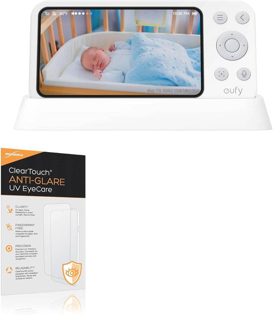 BoxWave E21 (4K) (2-Pack), Screen Protector Compatible with Eufy Baby Monitor - ClearTouch Anti-Glare Anti-UV EyeCare