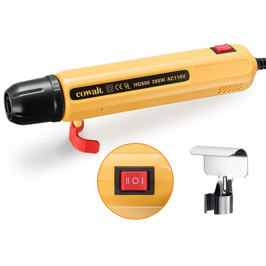 COWALT Mini Heat Gun 380W – Dual Temp Hot Air Tool with Long 4.9ft Cable & Nozzle for Phone Repair, Vinyl Wrap, Shrink Tubing, DIY Crafts, Embossing, Candle Making – Portable & Overload Protected