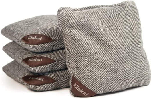 Elakai Cornhole Bags All Weather Single Sided Herringbone Regulation Size and Weight Set of 4 Size 6 in x 6 in