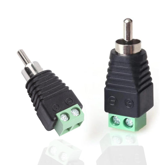 California JOS Male-2pack) RCA Cable Audio Adapter, Phono RCA Male Plug to AV Screw Terminal Audio/Video Speaker Wire