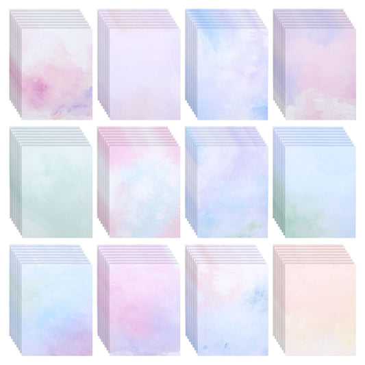 Paper Junkie Scrapbook Paper - 96 Double-Sided Sheets, 8.5 x 11 In - Pastel Watercolor Printer Paper - Cardstock for Crafts, Letter Writing & Stationery