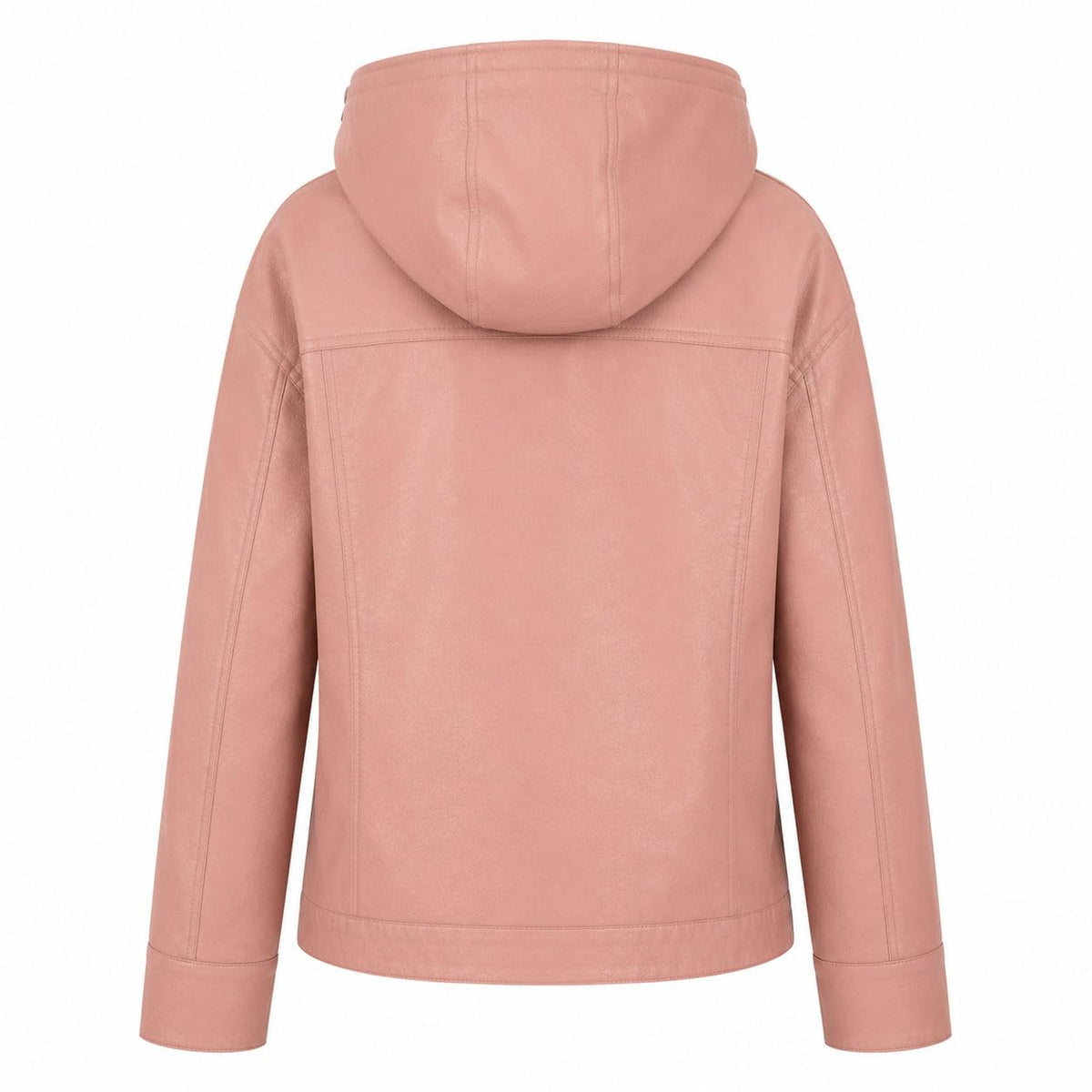 HOW DARE U Women's Faux Leather Jacket, Vegan PU with Removable Hood