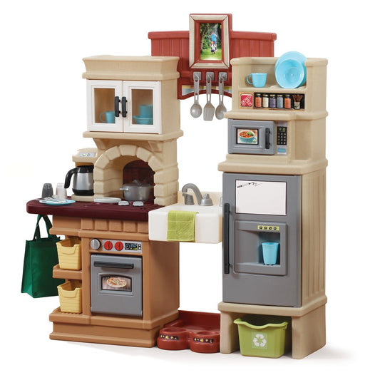 Step2 Heart of the Home Kids Kitchen Playset, Indoor/Outdoor Kitchenette, Interactive Play with Lights and Sounds, Made of Durable Plastic, Includes 40 Piece Toy Accessories, For Toddlers 2+ Years Old