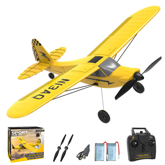 volantexrc RC Plane Trainer Sport Cub 3CH Remote Control Airplane with Prop Saver, 6-Axis Gyro Stabilizer & 3 Modes to Fly, Radio Controlled Aircraft RTF for Beginners and Adults (400mm,Yellow)