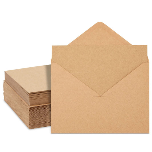 Best Paper Greetings Blank A7 Note Cards & Envelopes Set - Kraft Paper Stationery & Blank Cards and Envelopes - DIY Paper Crafting Supplies & Letter Writing Stationery - 5x7 In, 50-Pack, Brown Kraft