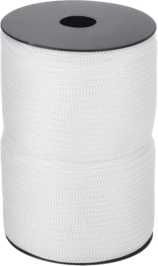 MECCANIXITY 5/32 Inch Polypropylene Rope Braided Ropes, 328ft Camping Rope Hollow Utility Cord for Clothesline, Hiking, Outdoor, White