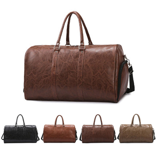 PU Leather Duffle Bag for Travel Duffel Bag, Gym Bag Overnight Bags Weekender Bag for Men (black)