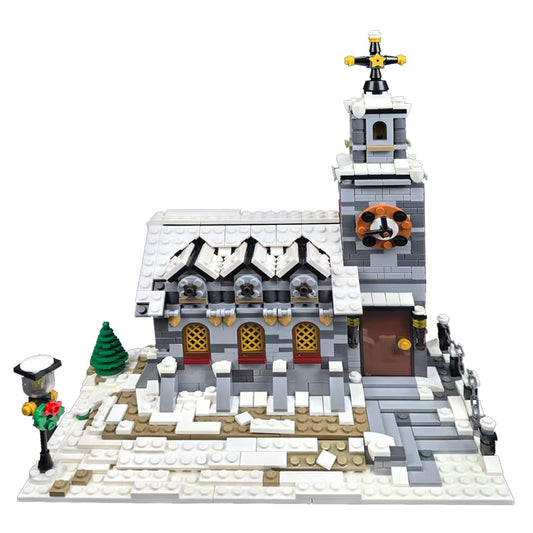 Falagil Winter Chapel Architecture Building Blocks Set, Christmas Themed MOC Snow Village Church House Model Kit, Vacation Holiday Building Gift for Adults, Women & Teens (1074pcs)