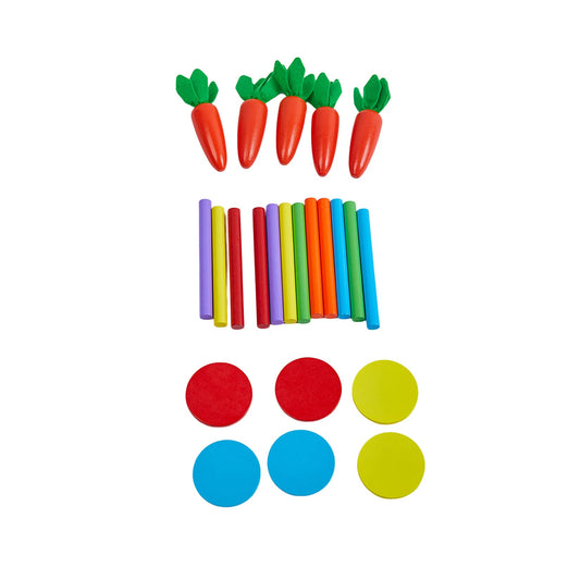 4 in 1 Montessori Play Kit Box - Cotton Swab Board, Coin Box, Carrot Harvest Game, Matchstick Color Drop Game Montessori Toys for Babies 6-12 Months, 1 Year, 2 Year