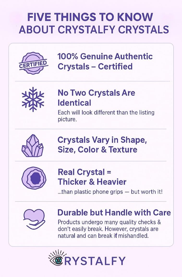 CRYSTALFY Grips by Chevron Amethyst Natural Edge Crystal Phone Grip Holder & Expanding Kickstand - Natural Gemstone