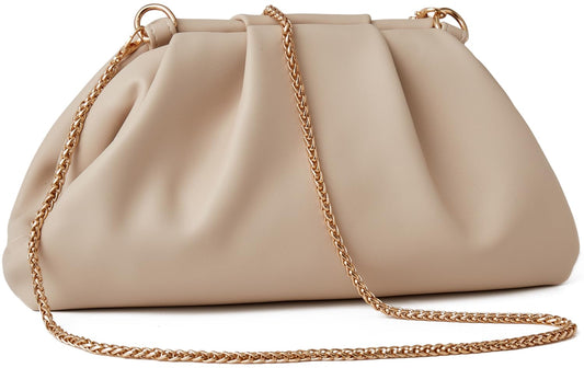 Munansli Apricot Women's Clutch Purse,Detachable Chain Shoulder Bag, Dumpling Crossbody Bag, Cloud Evening Clutch.