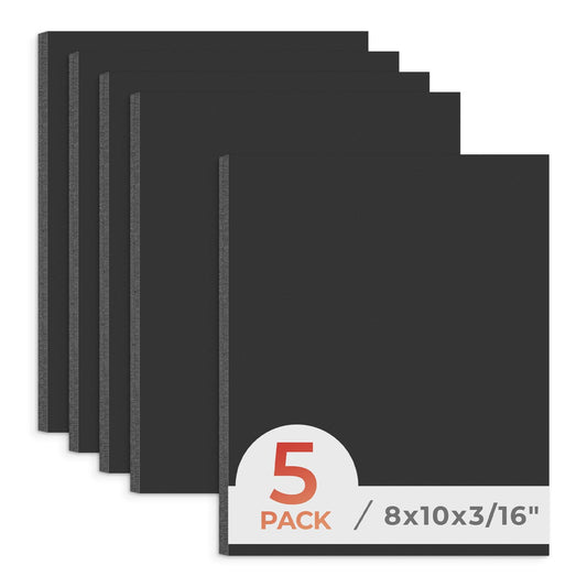 Frametory 5 Pack 8x10 Foam Core Boards 3/16" Thick Black Acid-Free Sheets for Crafts, Framing & Presentation Backing