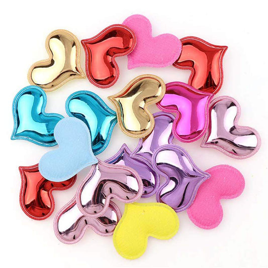 MSCFTFB 100 Pieces 5 Star Heart Crown Shaped Pad Appliques Sew on Patches Embellishments Trims for DIY Birthday Wedding Cake Topper Scrapbook Hair Accessories Craft Supplies (Heart, Multi)