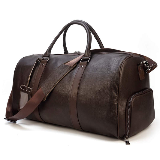 Genuine Leather Travel Duffel Bags for Men and Women Leather Overnight Weekend Bags Sports Gym Duffle, 9423 Brown