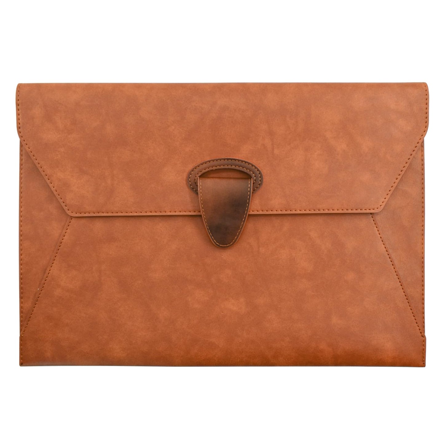 VANRA PU Leather File Folder Document Organizer Holder Waterproof Filing Envelope Case with 2 Pockets, A4 Portfolio Folder with Magnetic Snap Button Closure (Brown)