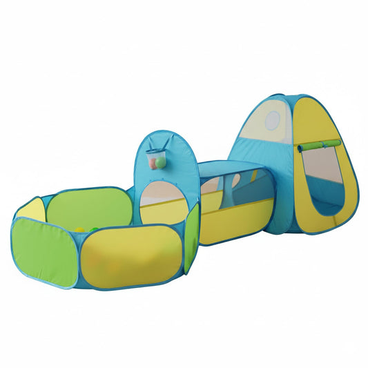 3 in 1 Kids Play Tent with Tunnel & Ball Pit,Pop Up Indoor/Outdoor Playhouse for Boys and Girls,Crawling Tunnel Toy with Fun Toss It Game Zone,Easy Setup Foldable Carry Bag (Balls Not Included)