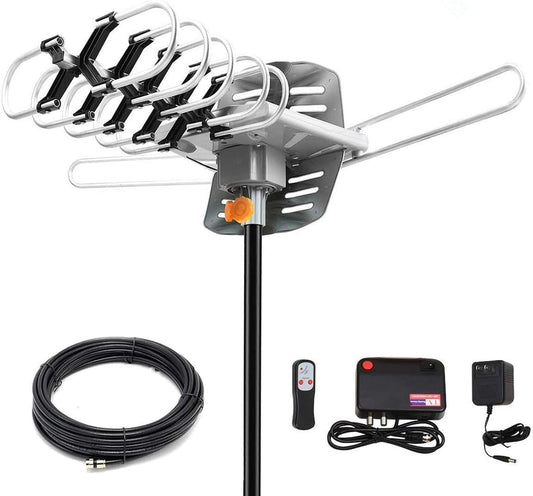 BEFORE 2026 Outdoor,150+Mile 360 Rotation,33FT RG6 2 TVs,4K 1080p Digital HD TV Antenna Motorized Degree Coax Cable