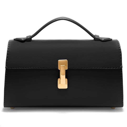 Goinsound Small Shoulder Bag for Women - Leather Top Handle Evening Bag Clutch Purses with Adjustable Strap Black