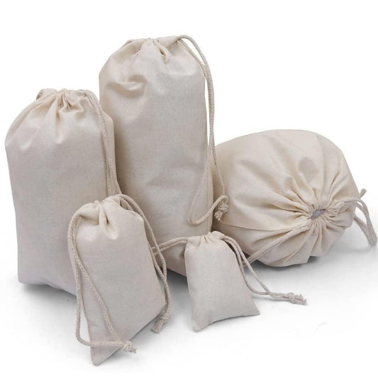 BigLotBags 100Pcs 2 x 3 Inches Premium Cotton Muslin Double Drawstring Bags, Reusable Bag Natural Cotton Bags with Drawstring Produce Bags Bulk Gift Bag Jewelry Pouch for Party Wedding Home Storage