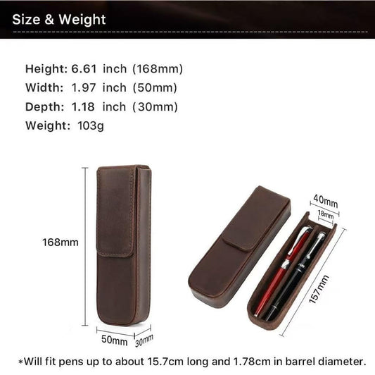 UPRESYE Leather Fountain Pen Case Collector Organizer, Genuine Leather Pencil Case Handmade Pen Protective Sleeve,Gift for Man/Woman