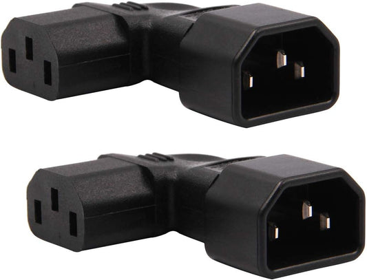 WYMECT 2-Pack C14 C13 Left Angle IEC to Power Adapter PDU Plug for LCD Wall Mount TV