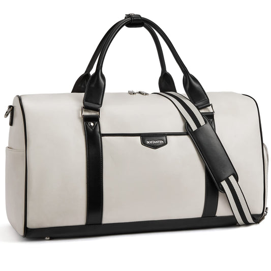 BOSTANTEN Weekender Bags for Women Leather Duffle Large Travel Bag Carry On Duffel with Shoe Compartment