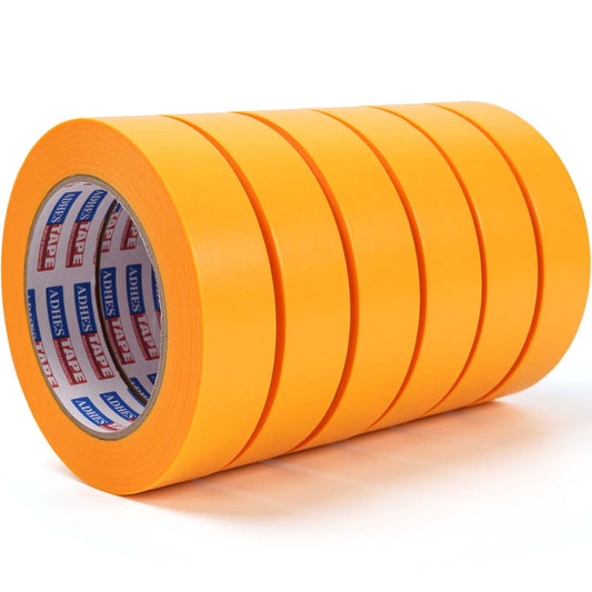 ADHES Orange Washi Tape, 1 in x 60 Yards x 6 Rolls, Decorative Masking Tape for Crafts, Journaling, DIY & Labeling, Easy Tear, Removable, No Residue