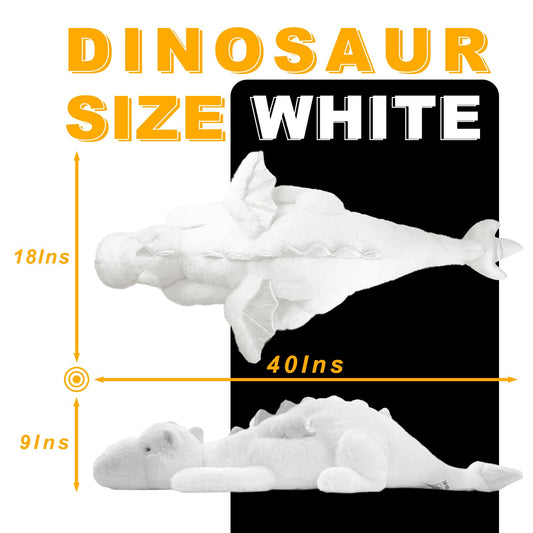 YOUBLEK 40In 5Lb Weighted Stuffed Animals,Cute Plush Dragon,Weighted Stuff Dinosaur Toy for Kids Adult Gift or Decoration (5lb, White)
