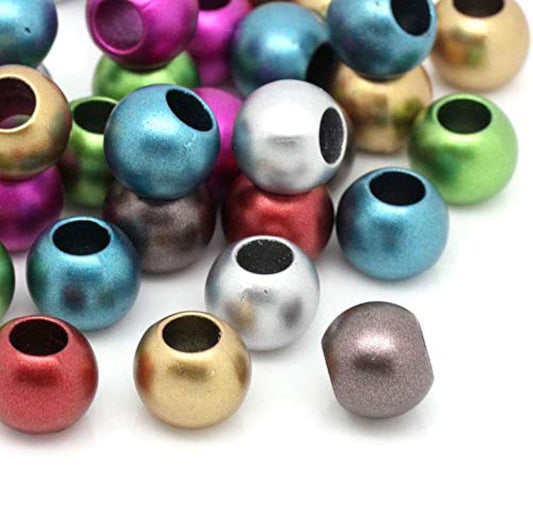 Large Hole Craft Beads - 400 Pack Acrylic Barrel Beads 10mm x 12mm with 5.7mm Hole, Matte Multicolor Assortment for Jewelry Making, DIY Projects & Crafts