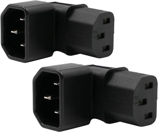 WYMECT C14 C13 90 2 Pack IEC to Power Adapter PDU Plug/Socket Up Degree for LCD Wall Mount TV