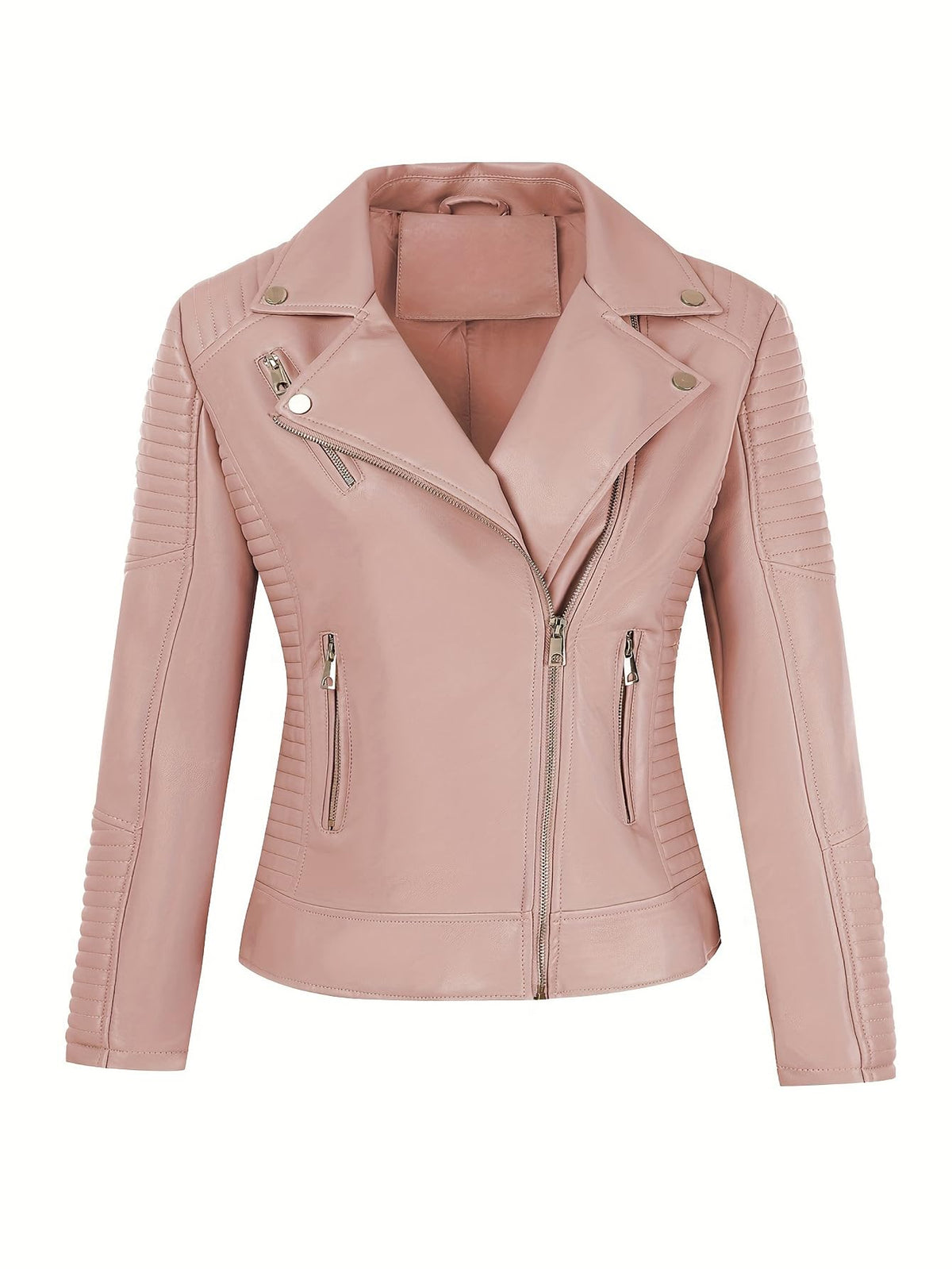 Pallivare Women's Faux Leather Jacket Spring Motorcycle Biker Clothes Outfits Short Fashion PU Casual Coat PU53 Pink S