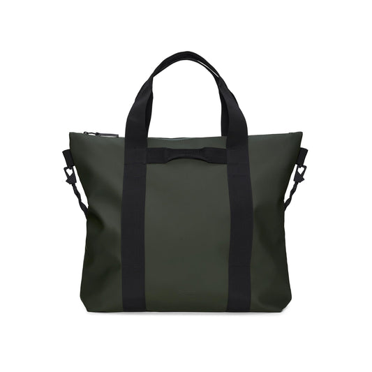 RAINS Tote Bag – Green Waterproof Minimalist Black Shoulder Bag for Men and Women – Versatile Laptop Bag for Work, Travel, Shopping, and Everyday Use – 2 Year Warranty