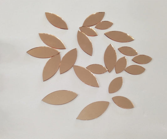 MEYA 120pcs of Glass Mosaic Tiles Petal Leaves, Glass Supplies for Crafts, Craft Mirrors, Mirror Embellishments (Rose Gold Mirror)
