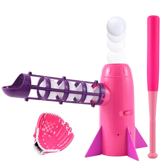 NIBBaNACAL Kids Baseball Pitching Machine, Pop-Up Baseball Popper for Hitting Practice, Auto Pop & Pitch Trainer Set with Bat, Balls & Glove, Backyard T-Ball Toy, Ages 5-10
