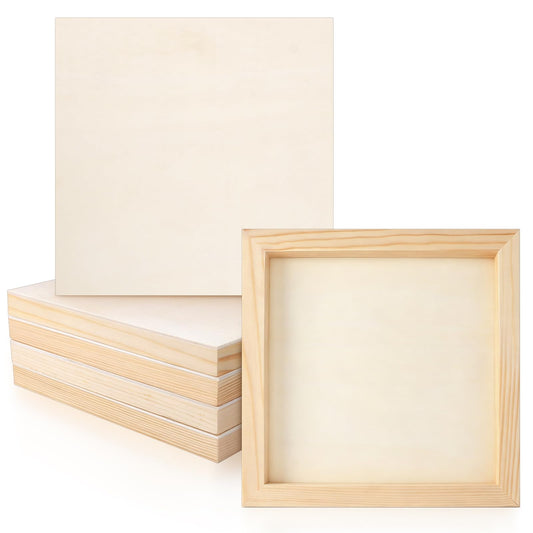 Owevvin 6 Pack 8 x 8 Inch Wood Panel Boards, Unfinished Wooden Canvas Panels Boards for Painting, Drawing, Canvas. DIY Crafts Projects, Arts Use with Oils, Acrylics