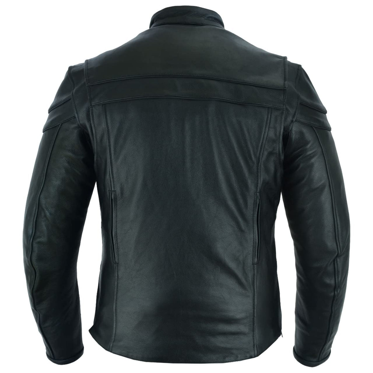Vance Leather's Men's Premium Leather Motorcycle Racer Jacket with Vents Reflective Piping and CCW Pockets (XL)