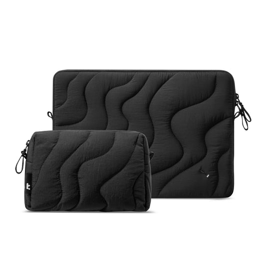 tomtoc 360 Protective Puffy Laptop Sleeve Kit for 14-inch MacBook Pro M5 2026 A3426 A3427/M4/M3/M2/M1 Pro/Max A3434 A3112, Quilted Soft Puffer Computer Bag with Tech Pouch for 13.8" Surface Laptop 7