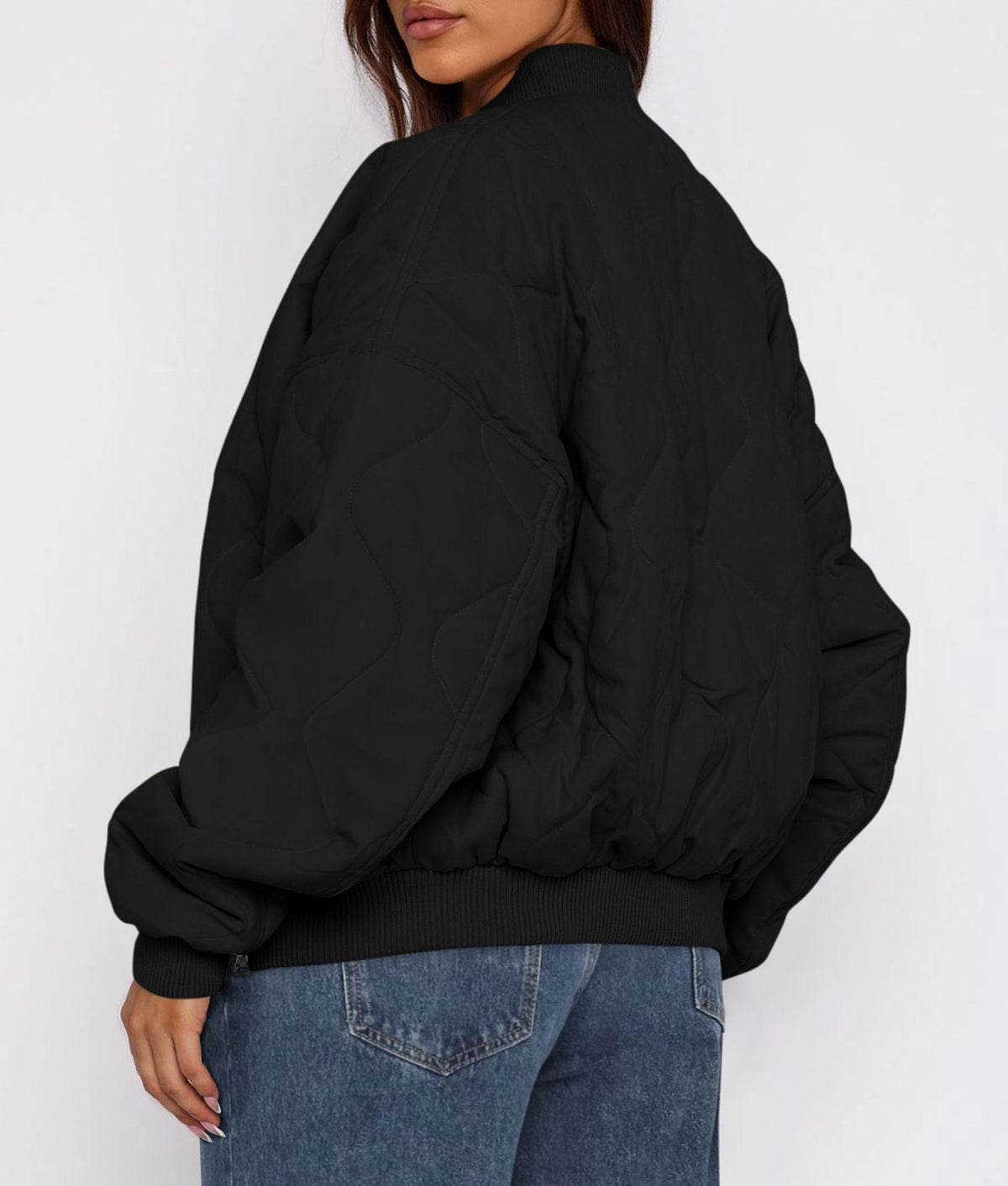 PRETTYGARDEN Women's Quilted Bomber Jacket Fall Fashion 2026 Lightweight Cropped Zip up Outerwear Winter Puffer Coats Pockets (Black,Small)