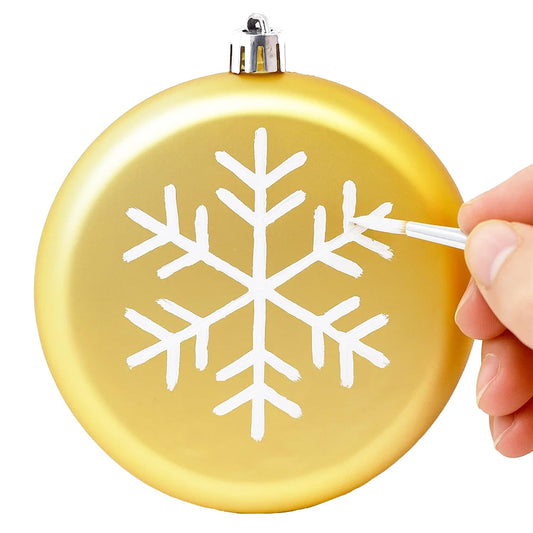 SLEETLY 4" 12pk Blank DIY Christmas Ornaments for Crafts to Personalize, Make Your Own Ornament for Kids and Adults, Drawing, Stickers, Plain Paintable Flat Disc to Decorate, Stencils, Matte Gold