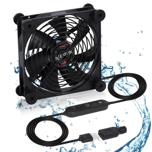 xiaoqijia 140mm 10 5V 12V IPX5 Quiet Fan with Speed USB Fan DC Waterproof Fan PC Fan Portable Cooling Fan for Tablet TV