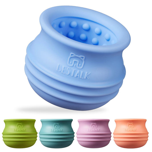 Bestalk Dog Enrichment Treat Toy, Long-Lasting Wobbly Interactive Freeze Lick Toys for Dogs, Stuffable Puzzle Feeder Toy for Boredom, Silicone Treat Dispensing Chew Toy (Baby Blue,M)