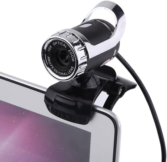 12M 360 20 Web Camera with HD Video Rotating Stand Built-in Microphone Compatible with PC and Laptop Silver Clip On USB
