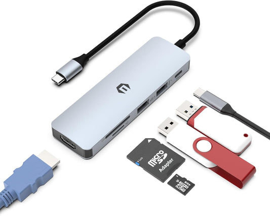 TOTU 6-in-1 4K 5Gbps 3.0, 100w Docking Station, USB-C Hub Enabling Stunning HDMI Displays, Ultra-Fast File Transfers