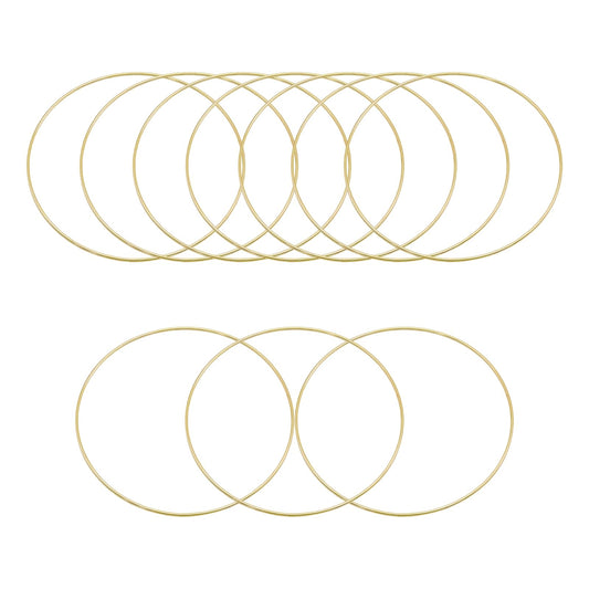 Pocoxll 10 Pcs 10 Inch Metal Hoops for Crafts, Dream Catcher Rings, Wire Wreath Frame Floral Hoop Rings for Wedding Wreath Decor and DIY Wall Hanging Crafts(Light Gold)